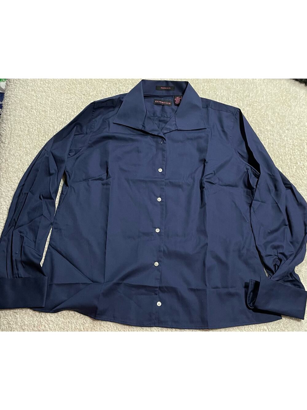 NWT UltraClub Whisper Elite Womens Sz XL Button Up Oxford WrinkleFree Shirt Blue